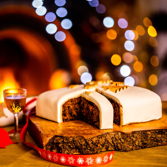 Iced Brandy-Soaked Christmas Cake - 2.8kg Square Fruit Cake