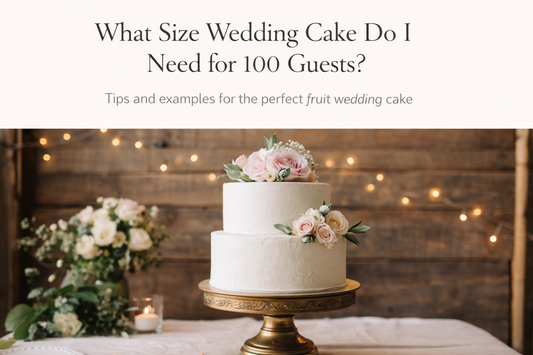 Traditional two tier fruit wedding cake example suitable for 100 wedding guests