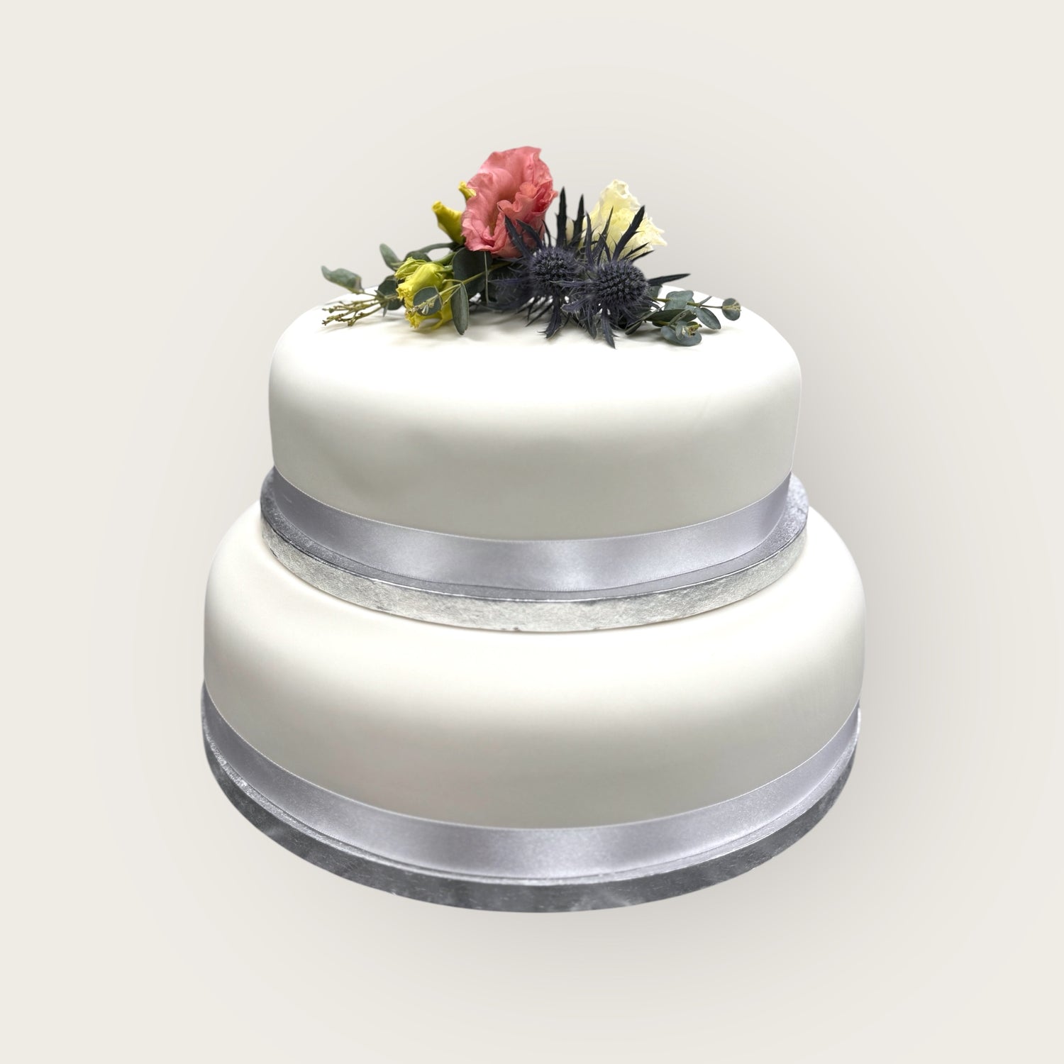 2-tier handmade wedding fruit cake with white icing – Grandpa’s Cakes