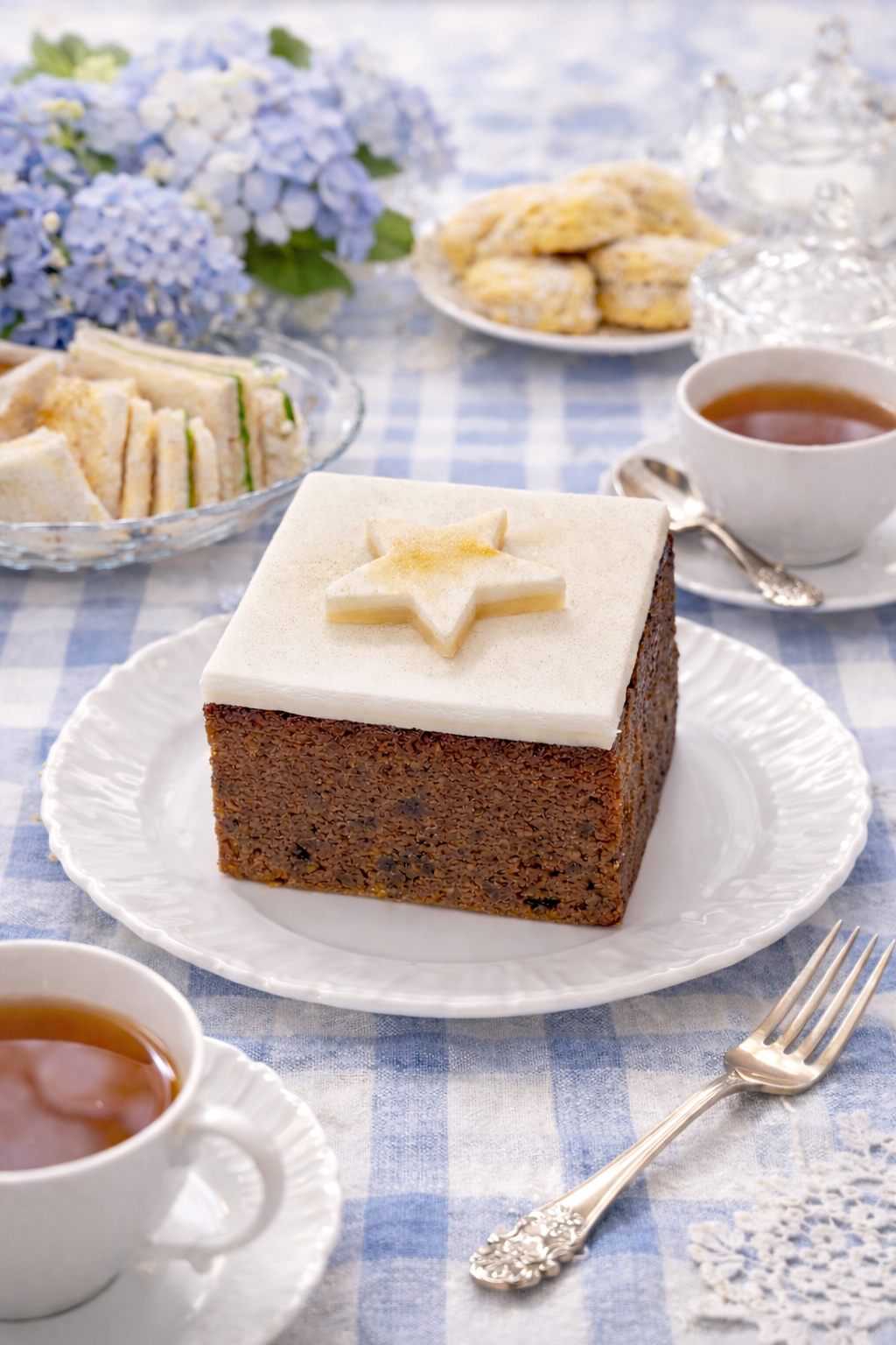 small celebration fruitcake for an afternoon tea.