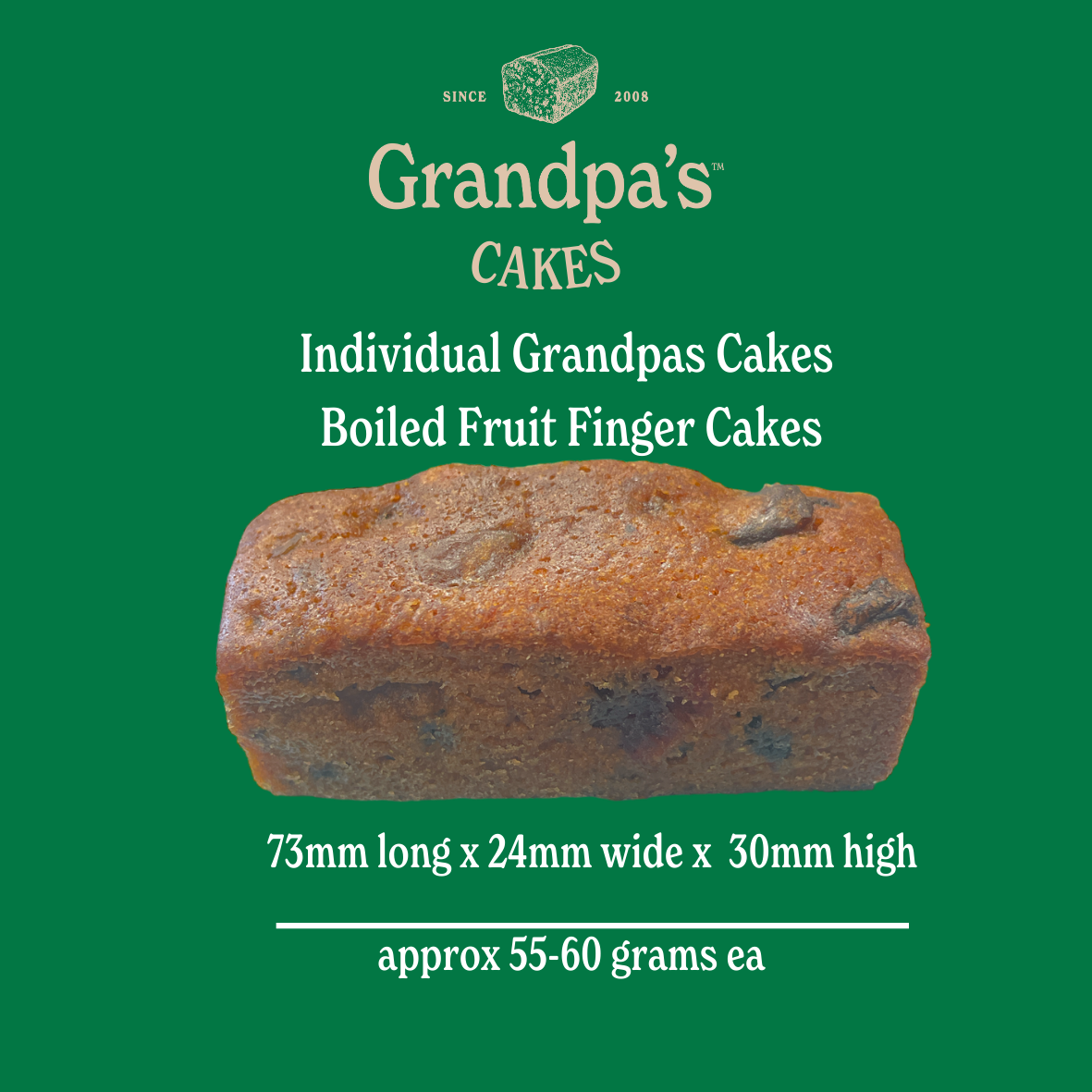 Grandpas Boiled Fruit Finger Cakes (pack of 12)