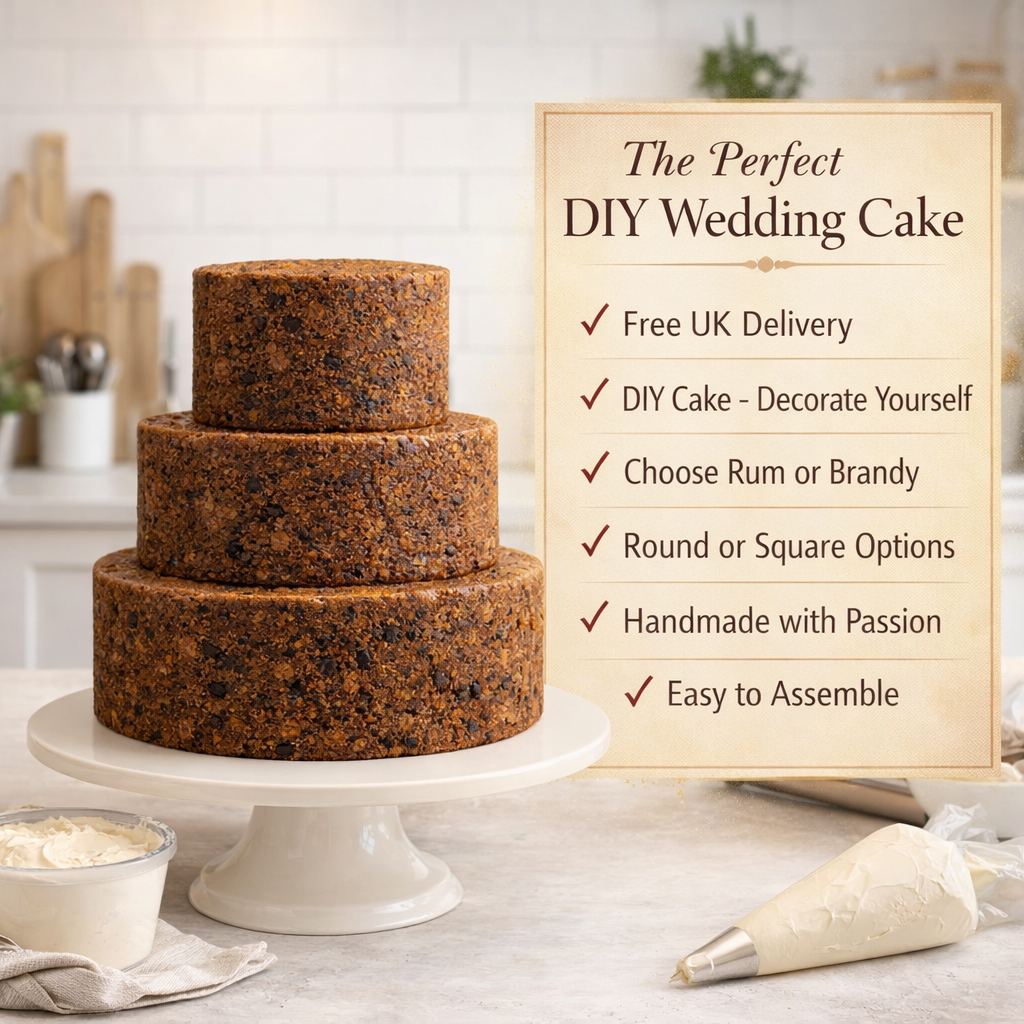 Handmade 3 tier naked wedding or anniversary fruit cake (12, 10 and 8 inch) DIY cake for decorating at home