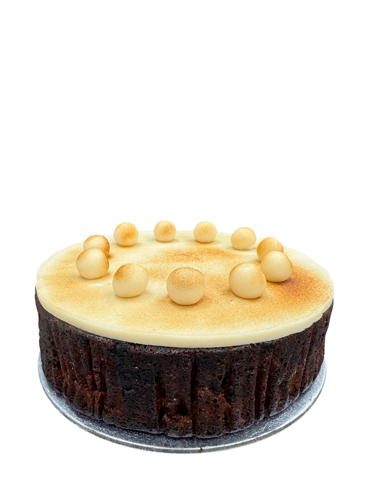 Close-up of gluten-free Simnel fruit cake with marzipan
