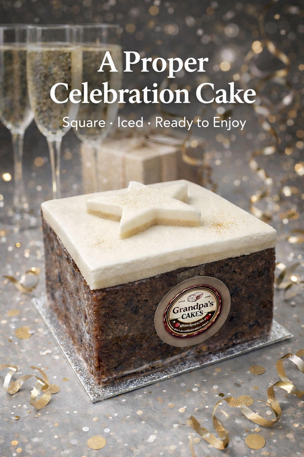celebration fruit cake perfect with champagne or as a gift.