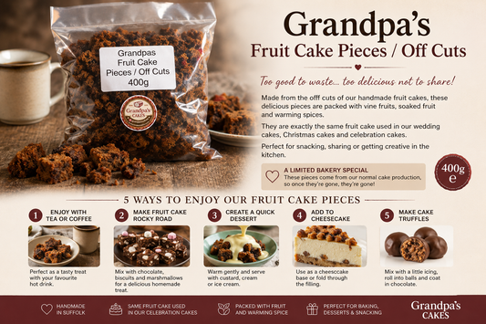 Grandpa's Fruit Cake Pieces 400g bag made from handmade fruit cake off cuts