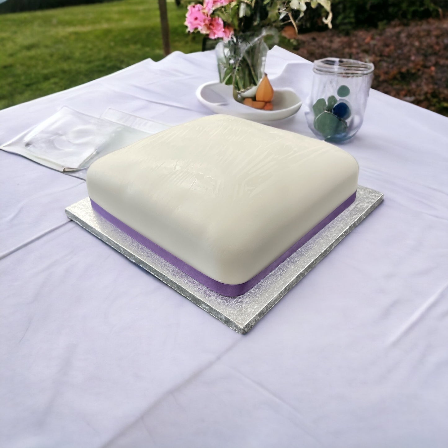 Wedding fruit cake, brandy or rum soaked fruit, with marzipan and icing,  3 tier cakes, 12 inch, 10 inch and 8 inch.